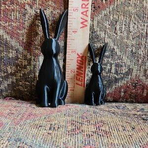 Black Decorative Rabbit Sculptures - Set of 2